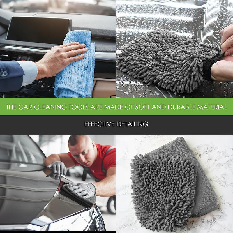 Load image into Gallery viewer, Car Wash Kit - 3 - Gallon Bucket with Particle Interceptor Trap, Shampoo, Chenille Mitt & Microfiber Soft Towel, 5pcs - FSPE