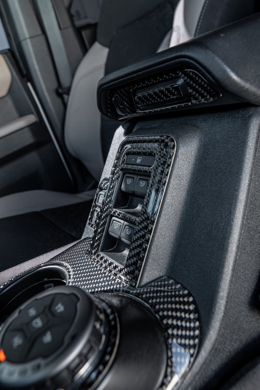 Ford Bronco (2021-2023) Carbon Fiber Window Mirror Control Switches & Armrest Hatch Trim - FSPE