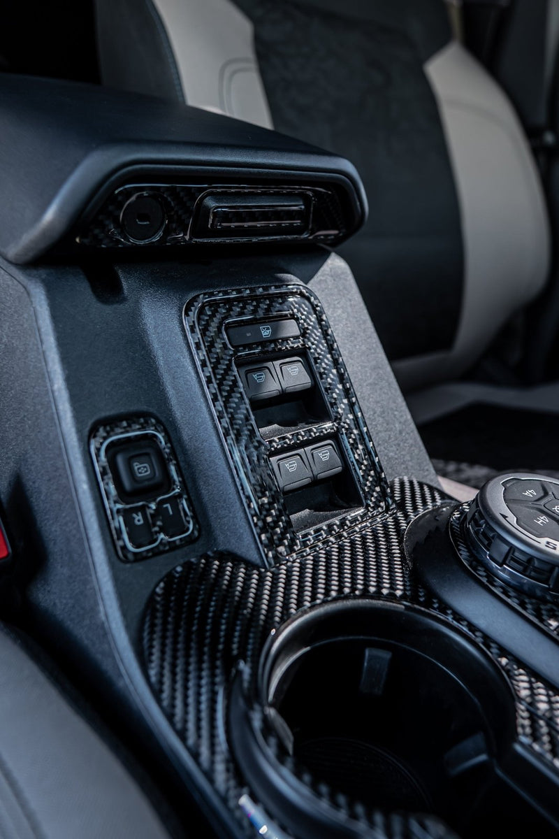 Load image into Gallery viewer, Ford Bronco (2021-2023) Carbon Fiber Window Mirror Control Switches & Armrest Hatch Trim - FSPE