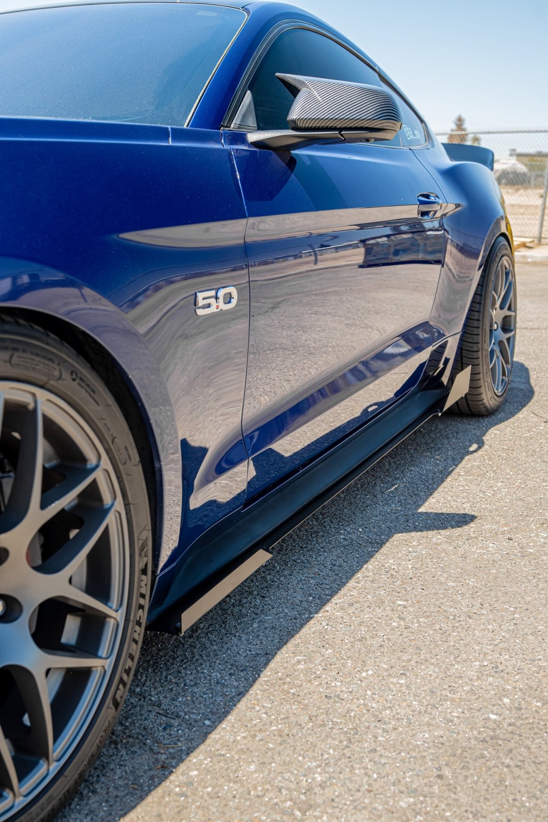 thumbnail image 2 of 2-Fin Style Side Skirts For 2015-2023 Ford Mustang – Unpainted PP Rocker Panels (Advancetuning) 2 of 6