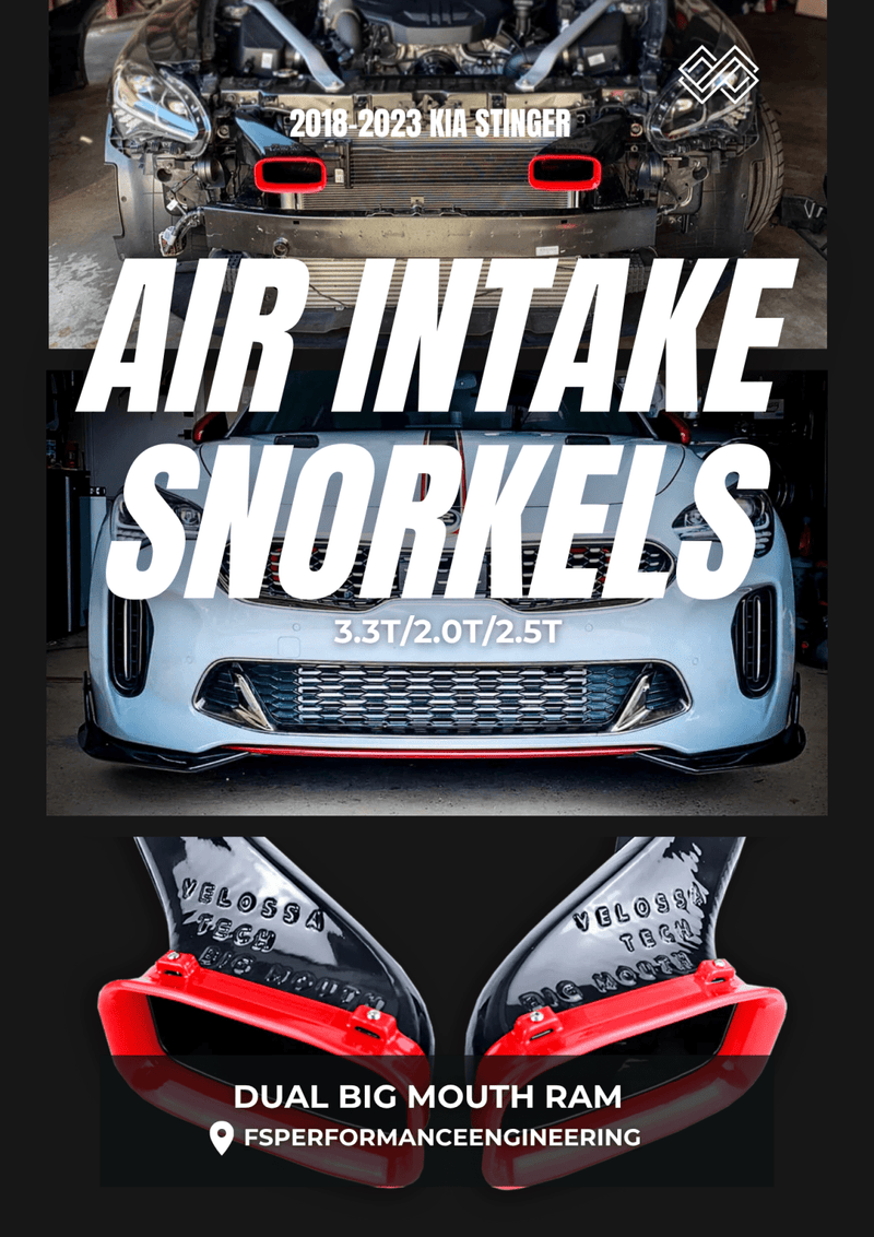 Load image into Gallery viewer, Kia Stinger (2018 - 2023) Dual BIG MOUTH Ram Air Intake Snorkels - FSPE