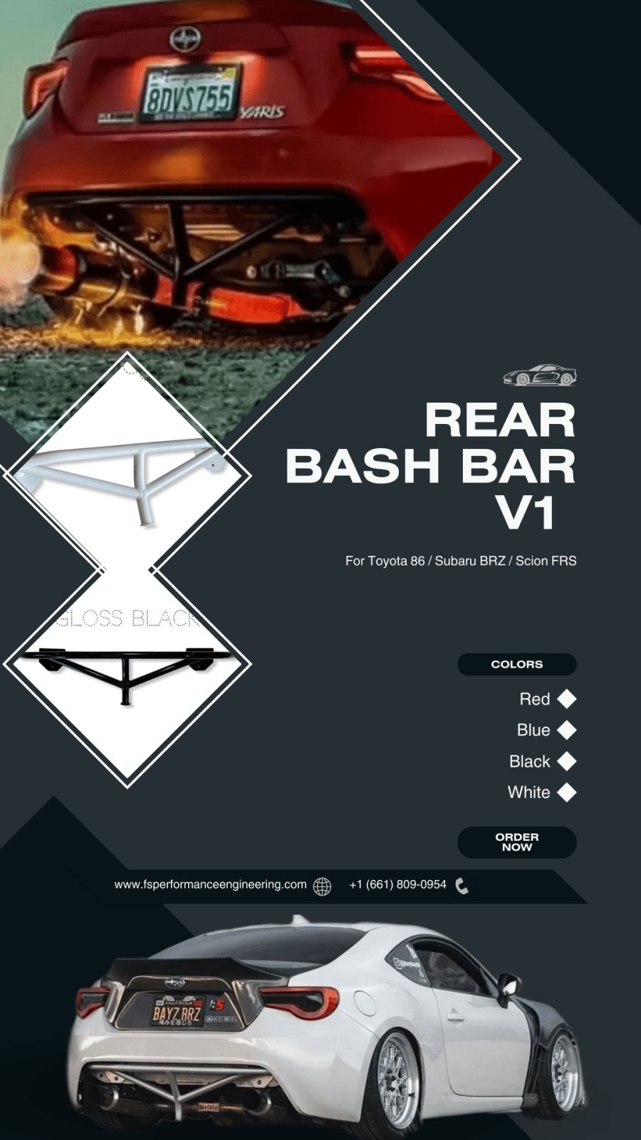Rear Bash Bar for Toyota 86, Subaru BRZ & Scion FRS | FSPE