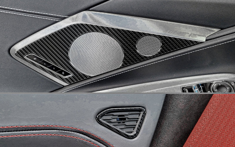 Load image into Gallery viewer, Chevrolet Corvette (2020-2023) Carbon Fiber Door Speakers Trim - FSPE
