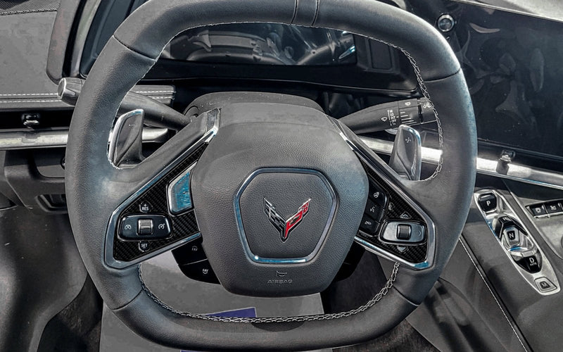 Load image into Gallery viewer, Chevrolet Corvette (2020-2023) Carbon Fiber Steering Wheel Controls Trim - FSPE
