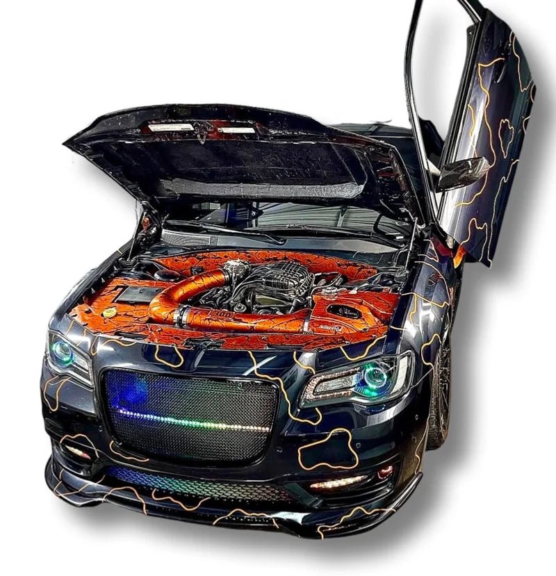 Load image into Gallery viewer, Chrysler / Charger / Challenger 4 Piece Engine Bay Set Raw Aluminum / Carbon Fiber (2015-2022) - FSPE