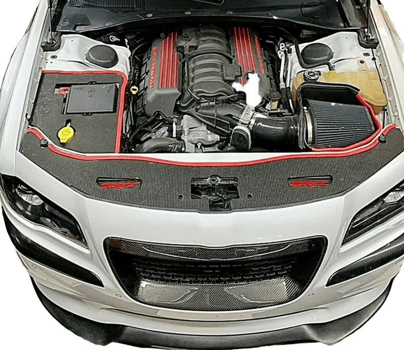 Load image into Gallery viewer, Chrysler / Charger / Challenger 4 Piece Engine Bay Set Raw Aluminum / Carbon Fiber (2015-2022) - FSPE