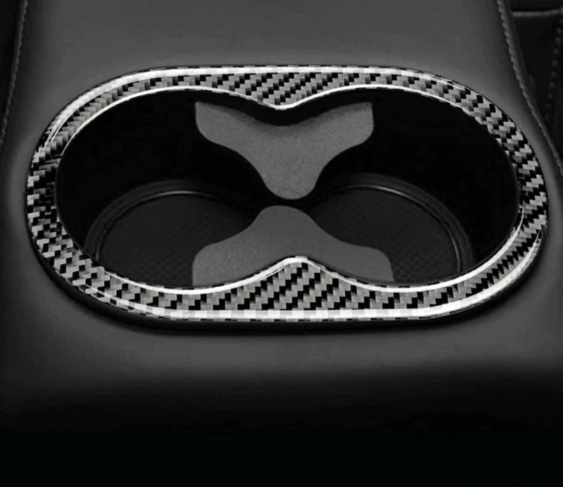 Load image into Gallery viewer, Dodge Challenger (2015-2023) Carbon Fiber Rear Center Armrest Cup Holder Overlay Trim - FSPE