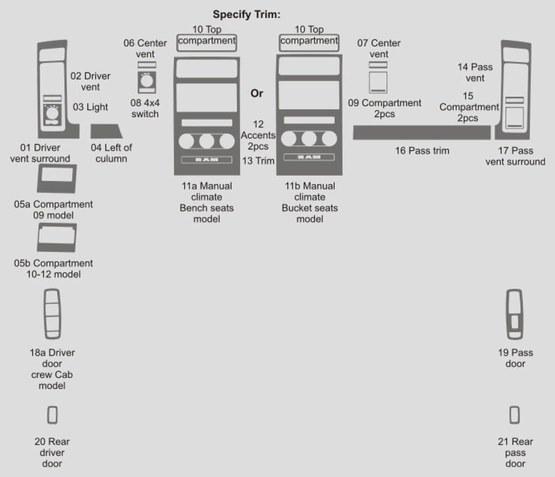 Load image into Gallery viewer, Dodge RAM 1500 Crew Cab (2009-2012) Carbon Fiber Full Set Trim - FSPE