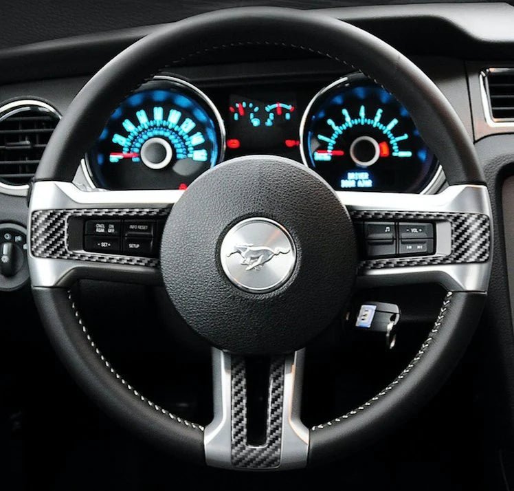 Load image into Gallery viewer, Ford Mustang (2010-2014) Carbon Fiber Steering Wheel Trim Kit - FSPE