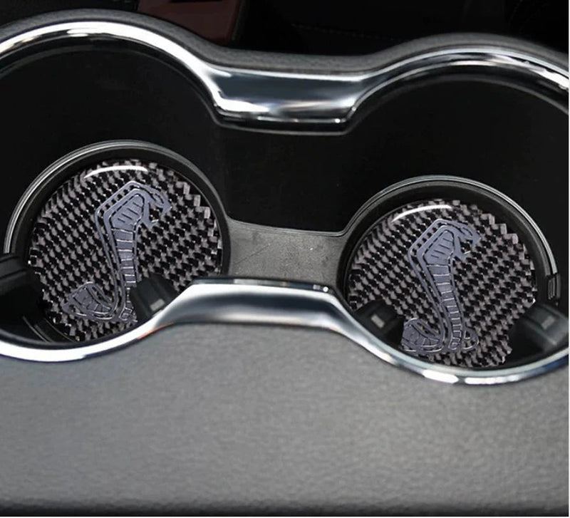 Load image into Gallery viewer, Ford Mustang (2015-2023) Carbon Fiber Anti-Slip Coaster Overlays - FSPE
