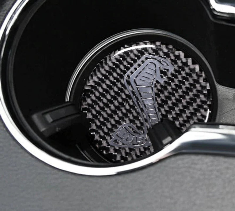 Load image into Gallery viewer, Ford Mustang (2015-2023) Carbon Fiber Anti-Slip Coaster Overlays - FSPE