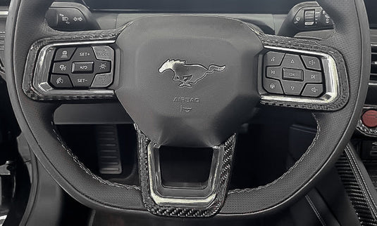 Ford Mustang S650 2024+ Carbon Fiber Steering Wheel Trim Kit - FSPE