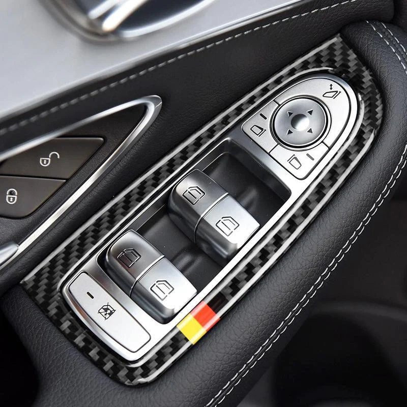 Load image into Gallery viewer, Mercedes Benz C Class "W205 GLC Class" Carbon Fiber Window Control Trim Kit - FSPE