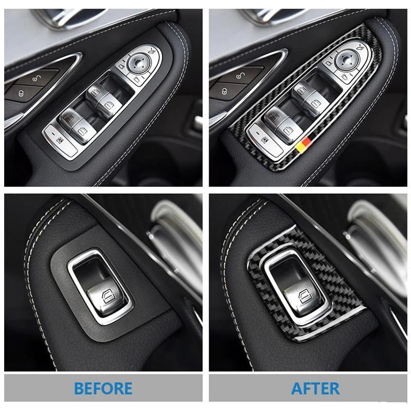 Load image into Gallery viewer, Mercedes Benz C Class "W205 GLC Class" Carbon Fiber Window Control Trim Kit - FSPE
