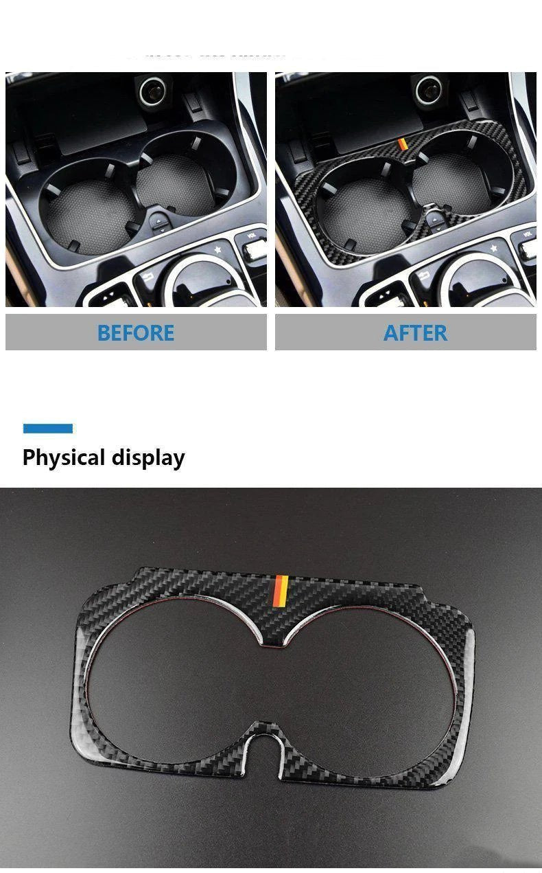 Load image into Gallery viewer, Mercedes Benz "W205 C Class C180 C200 C300 GLC" Carbon Fiber Interior Cup Holder Frame Trim - FSPE