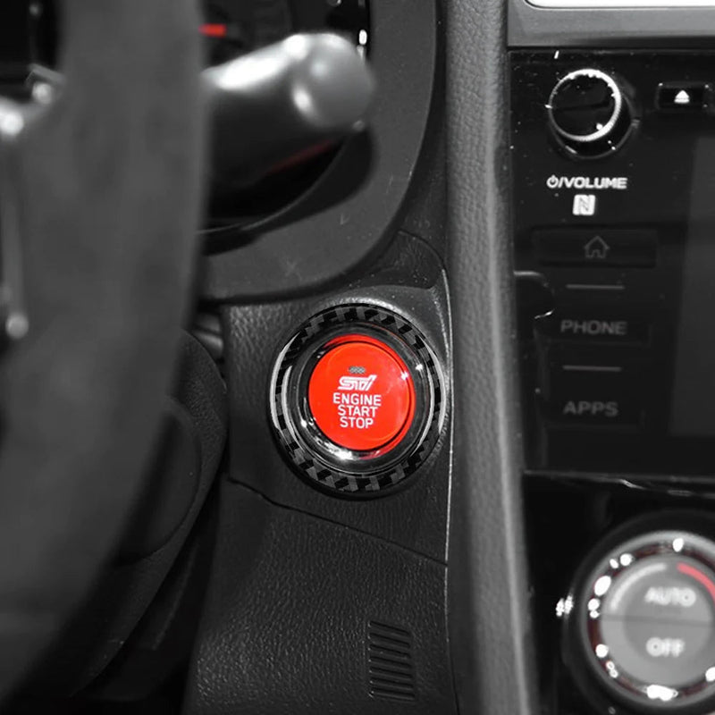 Load image into Gallery viewer, Subaru WRX (2015-2021) Carbon Fiber Start / Stop Button Ring Cover - FSPE
