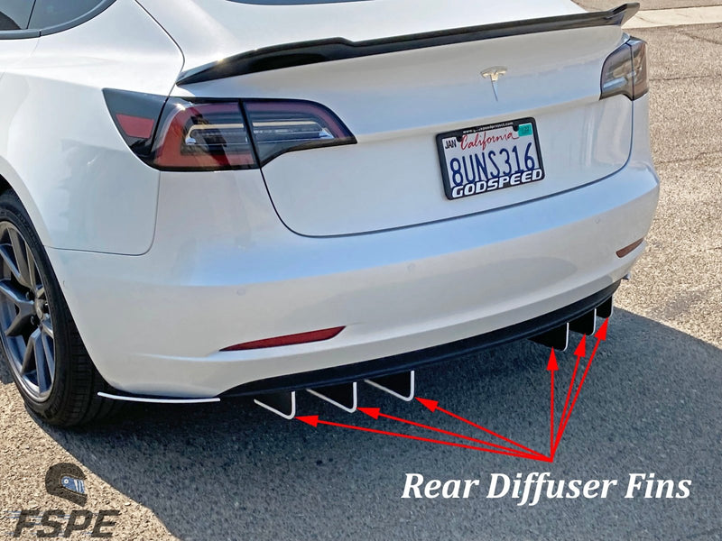 Load image into Gallery viewer, Tesla Model 3 Rear Diffuser Fins - FSPE