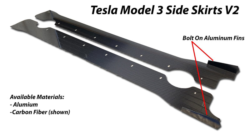 Load image into Gallery viewer, Tesla Model 3 Side Skirt Extensions V2 (Chassis Mounted) - FSPE