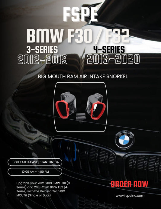 2012-2019 BMW F30(3-Series) and 2013-2020 BMW F32(4-Series) BIG MOUTH Ram Air Intake Snorkel (Single or Dual)