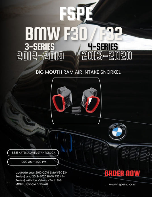 2012-2019 BMW F30(3-Series) and 2013-2020 BMW F32(4-Series) BIG MOUTH Ram Air Intake Snorkel (Single or Dual)