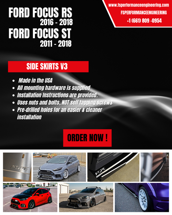 Ford Focus RS (2016-2018) & ST (2011-2018) Side Skirts V3