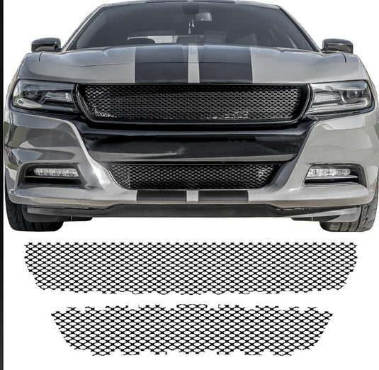 Xpert-Tuning Unpainted Black Mesh Hood Grille For 2006-2010 Dodge Charger – ABS Plastic