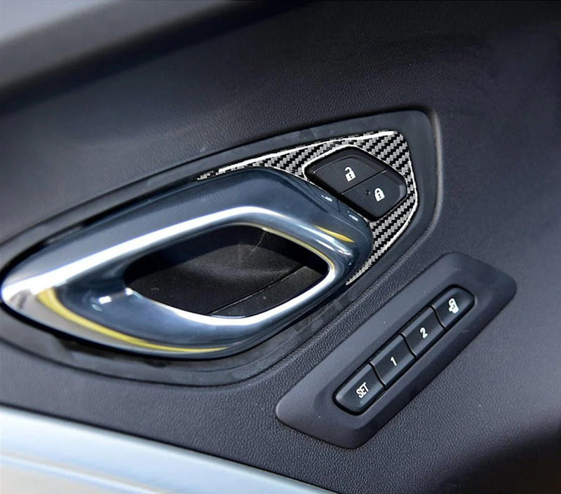 Load image into Gallery viewer, Chevrolet Camaro (2016-2021) Carbon Fiber Door Lock Surround Trim - FSPE
