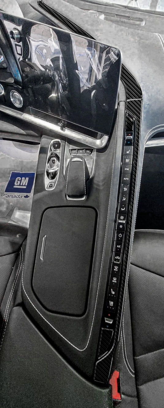 Chevrolet Corvette (2020-2023) Carbon Fiber Console Switches & Upper Trims - FSPE