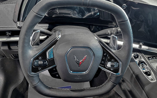 Chevrolet Corvette (2020-2023) Carbon Fiber Steering Wheel Controls Trim - FSPE
