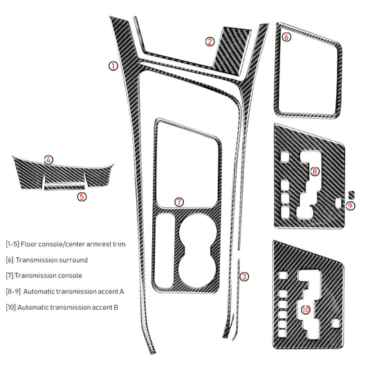 Dodge Challenger (2008-2014) Carbon Fiber Center Console Trim Kit - FSPE