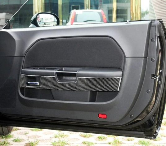 4Pcs Carbon Fiber Window Lift Switch Panel Covers For Dodge Challenger 2008-2014