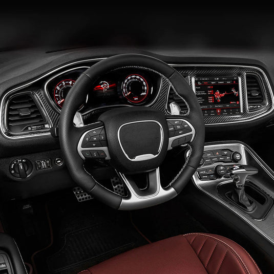 Dodge Challenger (2015-2023) Carbon Fiber Full Covered Dashboard Trim Kit - FSPE