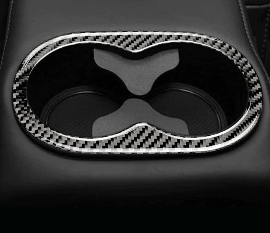 Dodge Challenger (2015-2023) Carbon Fiber Rear Center Armrest Cup Holder Overlay Trim - FSPE