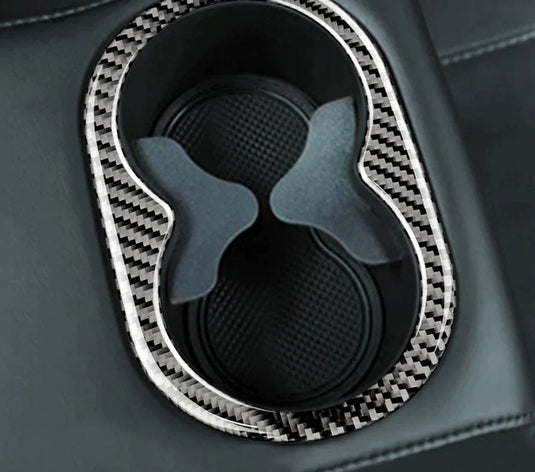 Dodge Challenger (2015-2023) Carbon Fiber Rear Center Armrest Cup Holder Overlay Trim - FSPE
