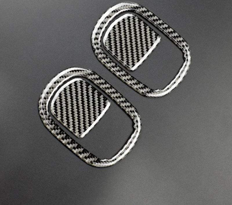 thumbnail image 2 of Carbon Fiber Armrest Box Button Trim Cover For Dodge Challenger 2015-2023 - Glossy Finish 2 of 5