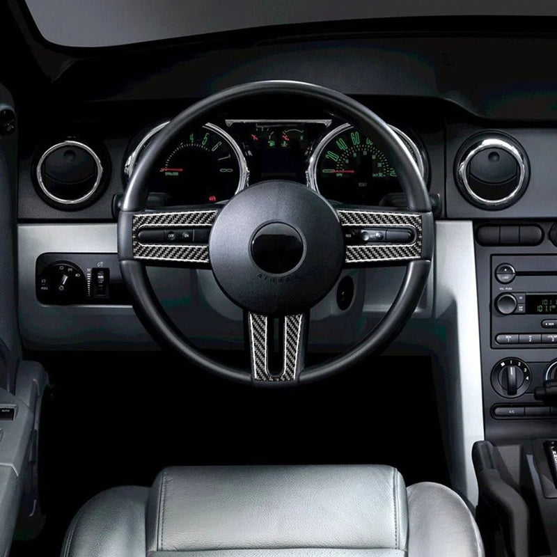 Load image into Gallery viewer, Ford Mustang (2005-2009) Carbon Fiber Steering Wheel Trim - FSPE
