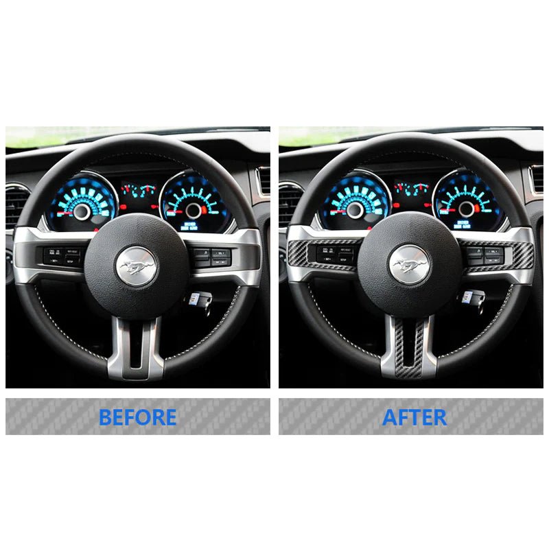 Load image into Gallery viewer, Ford Mustang (2010-2014) Carbon Fiber Steering Wheel Trim Kit - FSPE
