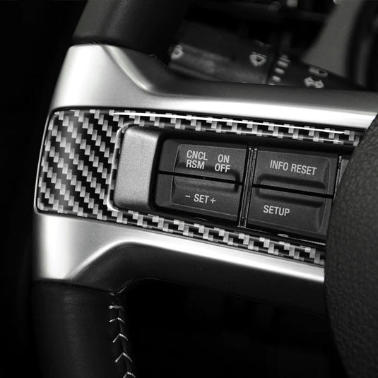 thumbnail image 2 of SHINEKA 5-Piece Carbon Fiber Steering Wheel Decor Cover Trim Strip For Ford Mustang 2015-2023 2 of 6