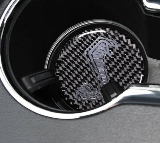 Ford Mustang (2015-2023) Carbon Fiber Anti-Slip Coaster Overlays - FSPE