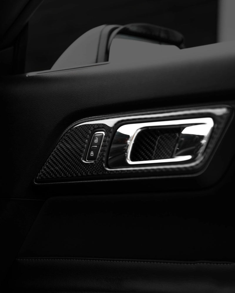 CheroCar Carbon Fiber Cup Holder Cover Trim – For Ford Mustang 2015-2023