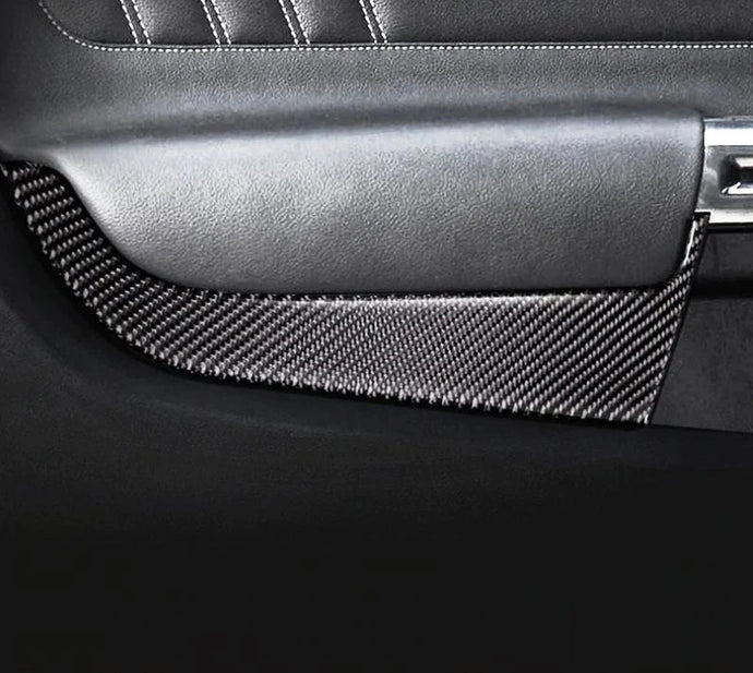 Ford Mustang (2015-2023) Carbon Fiber Front Door Panel Overlay Trim - FSPE