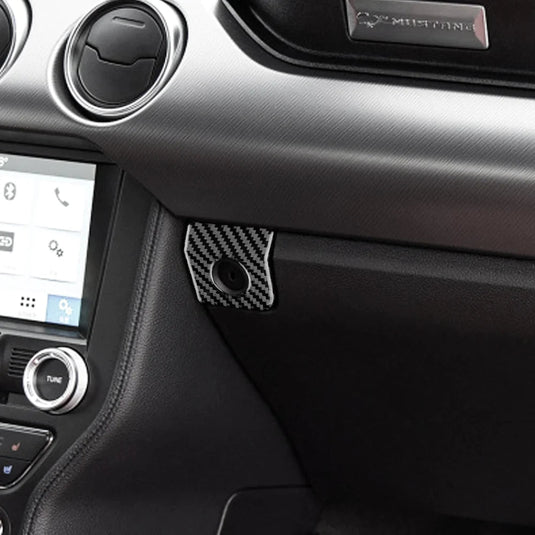 thumbnail image 2 of CheroCar Carbon Fiber Cup Holder Cover Trim – For Ford Mustang 2015-2023 2 of 5