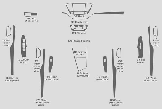 Hyundai Accent (2018-2020) Carbon Fiber Full Set Trim - FSPE