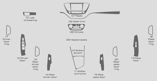 Hyundai Accent (2018-2020) Carbon Fiber Full Set Trim - FSPE