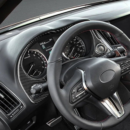 Red Carbon Fiber Gear Shift Console Trim For Infiniti Q50/Q60 2014-2020 – 2-Piece Set
