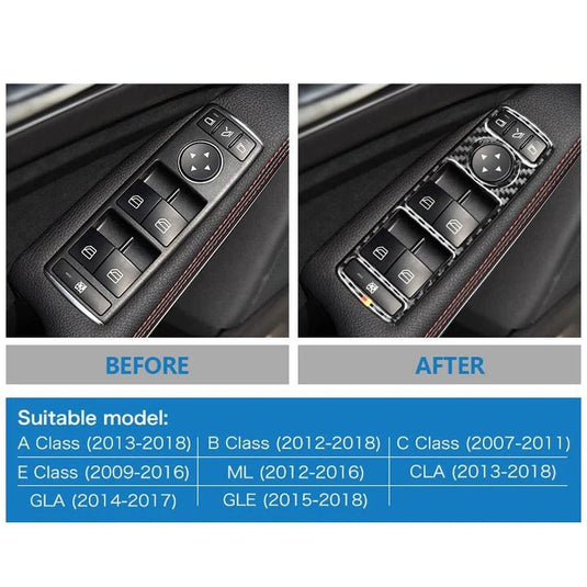 Mercedes Benz A B C E "Class GLE GLA ML GL CLS" Carbon Fiber Full Set Window Control Trim - FSPE