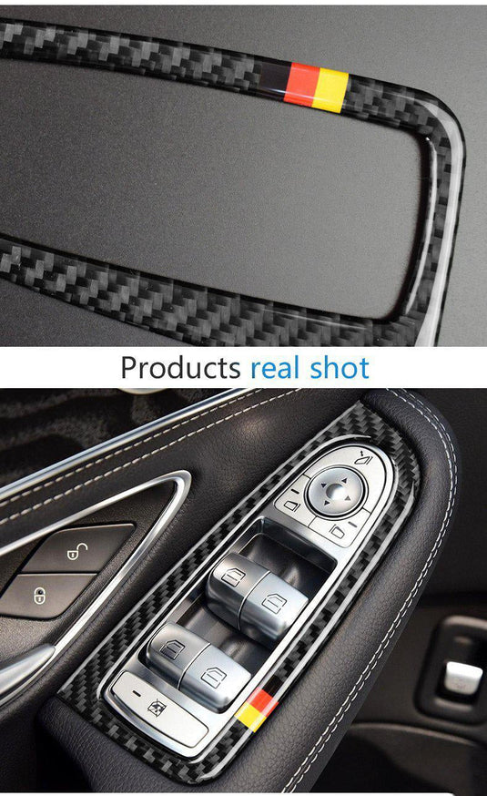 Mercedes Benz C Class "W205 GLC Class" Carbon Fiber Window Control Trim Kit - FSPE
