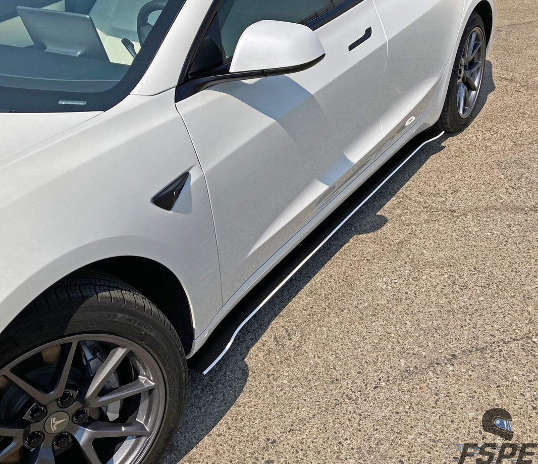 Gloss Black Side Skirt Extensions (Winglets) For 2017-2023 Tesla Model 3 Performance
